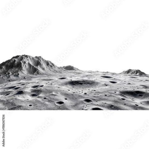 Lunar Landscape: A dramatic, high-resolution image of the moon's surface, showcasing its craters, mountains, and desolate beauty. Perfect for science fiction, space exploration, or astronomy themes.  photo