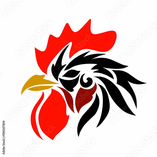 Illustration graphic of design tribal art design heads rooster photo