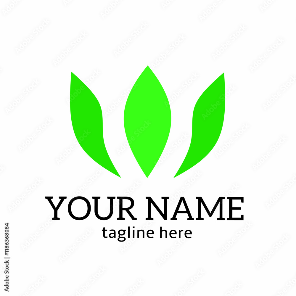 illustration vector graphic of design template logo three green leaves illustration vector graphic of design template logo three green leaves