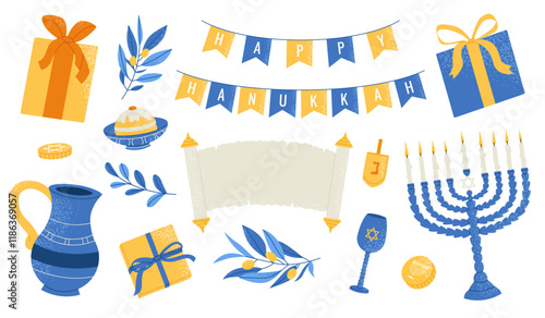 Happy Hanukkah elements set