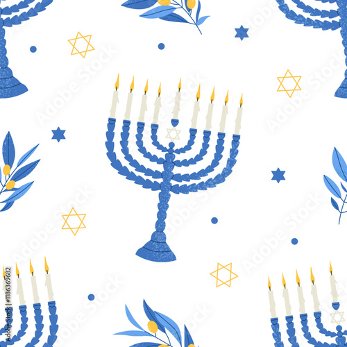 Happy Hanukkah seamless pattern