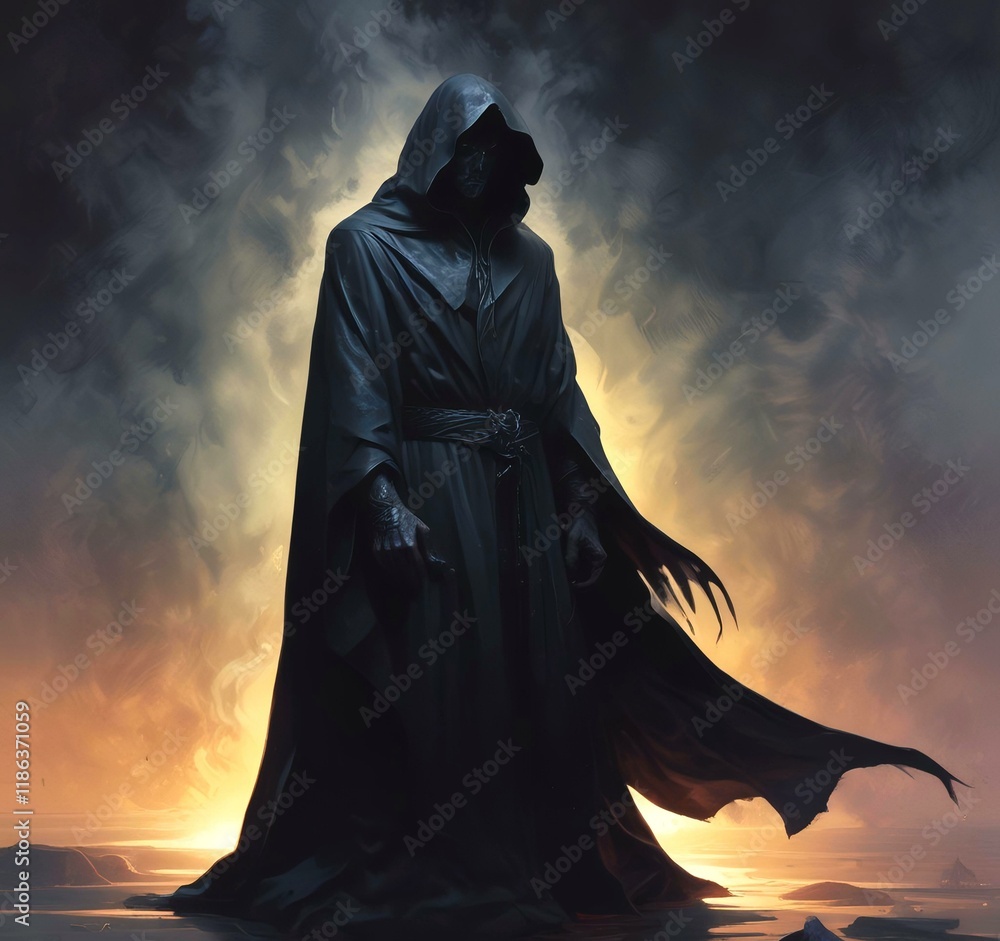 Illustration of dark wizard.