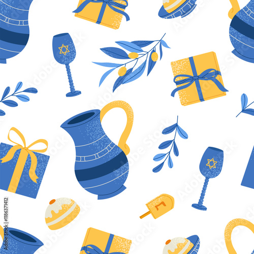 Hanukkah seamless pattern