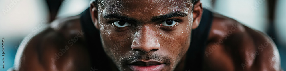 Fototapeta premium Close-up Portrait of a Sweating Athlete