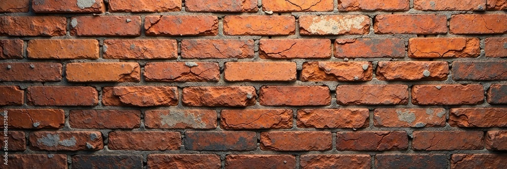 Weathered brick wall with deep cracks and crevices, distressed finish, massive cracks, rough-hewn texture Weathered brick wall with deep cracks and crevices, distressed finish, massive cracks, rough-hewn texture