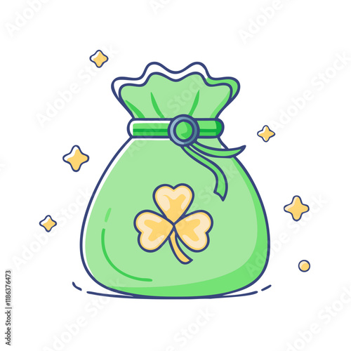 leprechaun s lucky bag vector icon, patrick’s day vector illustration - simple illustration of leprechaun s lucky bag perfect for logos, and patrick’s day -themed designs.