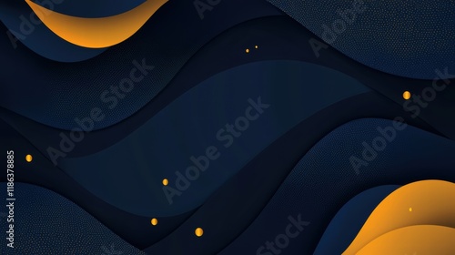 Elegant golden bokeh orbs on deep navy abstract background