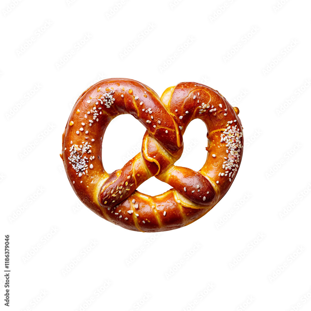 Golden Pretzel Delight: A freshly baked pretzel with a crispy crust, sprinkled with coarse salt and sesame seeds, ready to be enjoyed. Golden Pretzel Delight: A freshly baked pretzel with a crispy crust, sprinkled with coarse salt and sesame seeds, ready to be enjoyed.