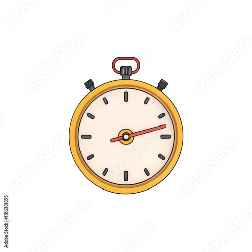 Cartoon Stopwatch Icon: A vibrant cartoon stopwatch icon with a yellow casing, red second hand, and black details, representing timekeeping, urgency, and efficiency. photo