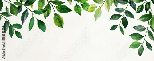 Green leaves, nature, foliage, floral arrangement vibrant green leaves on a light background create a fresh and calming atmosphere for design
