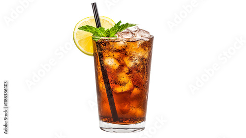 Fresh drink, Long Island iced tea isolated white background photo