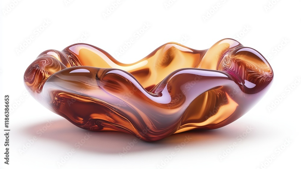 Obraz premium Vibrant Melted Liquid Blob Shape with Glowing Metallic Highlights in Orange and Gold Tones