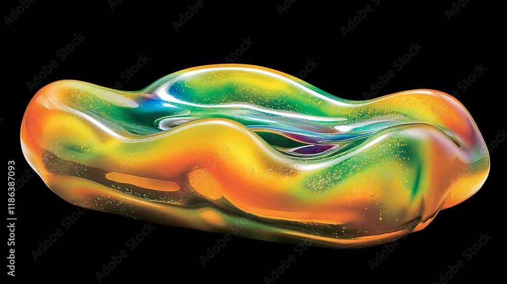 Obraz premium Colorful Abstract Holographic Design of Flowing and Melted Liquid on a Black Background