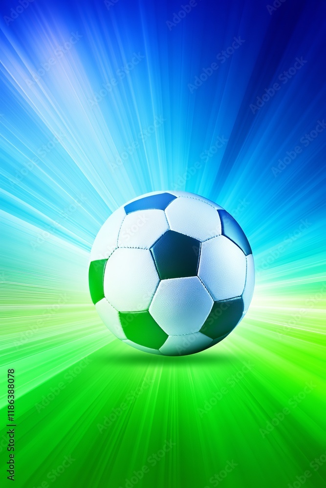 Football on a Vibrant Blue and Green Gradient Background with Dynamic Light Effects Football on a Vibrant Blue and Green Gradient Background with Dynamic Light Effects