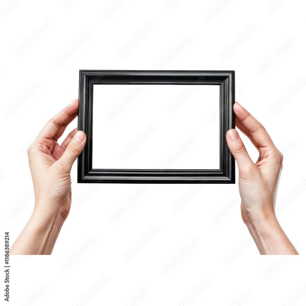 Holding the Frame: Two hands delicately hold a black picture frame, emphasizing the blank canvas within. It's a minimalist yet impactful image. Holding the Frame: Two hands delicately hold a black picture frame, emphasizing the blank canvas within. It's a minimalist yet impactful image.