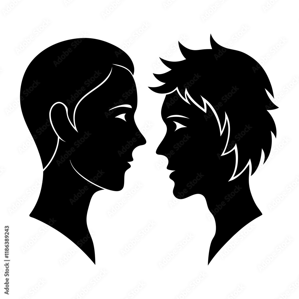Faces of Understanding vector silhouette Faces of Understanding vector silhouette