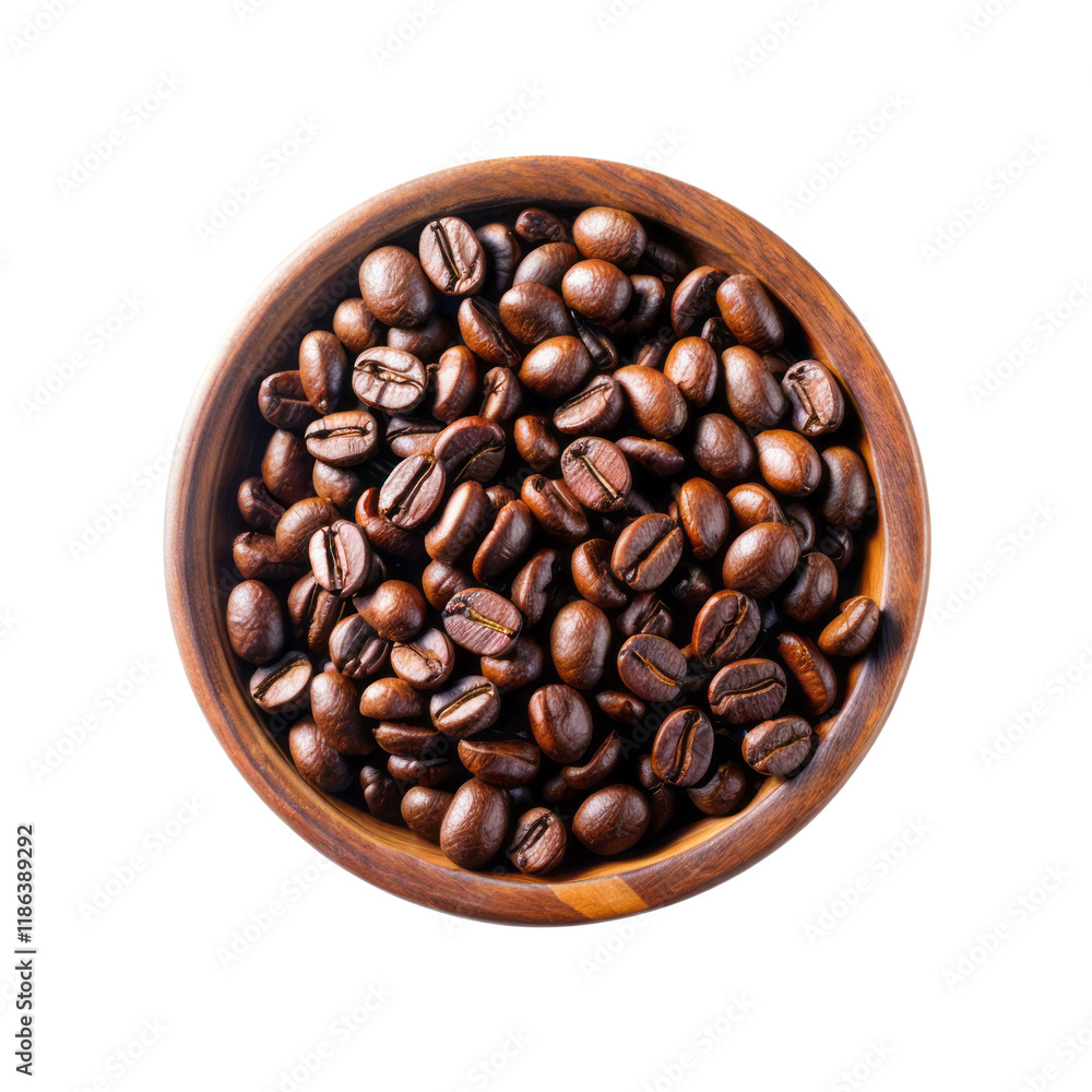 Fototapeta premium Roasted Coffee Beans in Wooden Bowl 