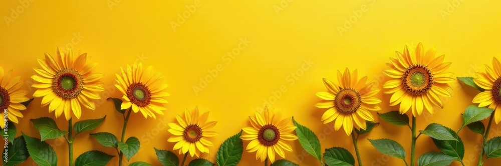 Obraz premium Gentle hues of yellow and orange spread across the wall, bright, cheerful, sunflower