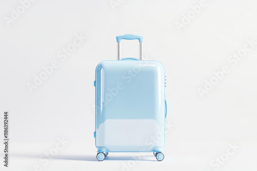 Elegant Luggage Trolley Featuring a Stylish Blue Suitcase in a Minimalist Setting