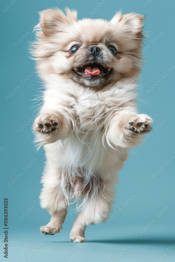 A cheerful Chihuahua jumps joyfully against a pink background, showcasing its playful spirit and energetic personality. A cheerful Chihuahua jumps joyfully against a pink background, showcasing its playful spirit and energetic personality.