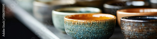 Collection of Small Speckled Ceramic Bowls photo