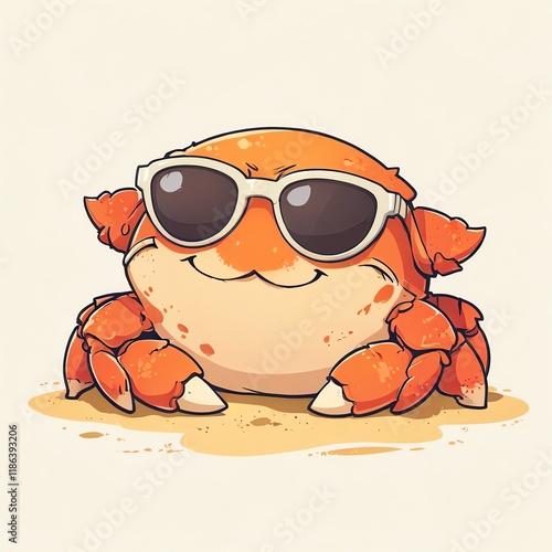 Cool Crab in Sunglasses on the Beach photo