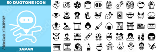 Japan Duotone Editable Icons set.