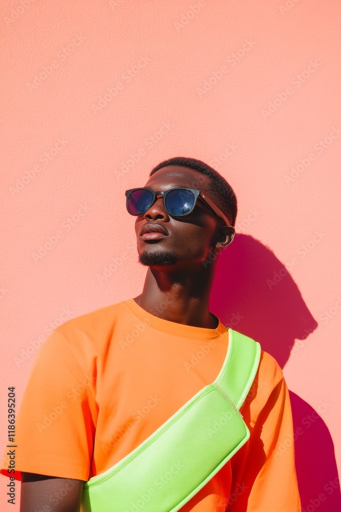 Fototapeta premium Vibrant Street Fashion Celebrating International Fanny Pack Day, Halloween, and New Years Eve