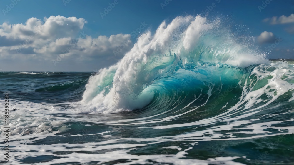 Big waves breaking on the shore with sea foam Big waves breaking on the shore with sea foam