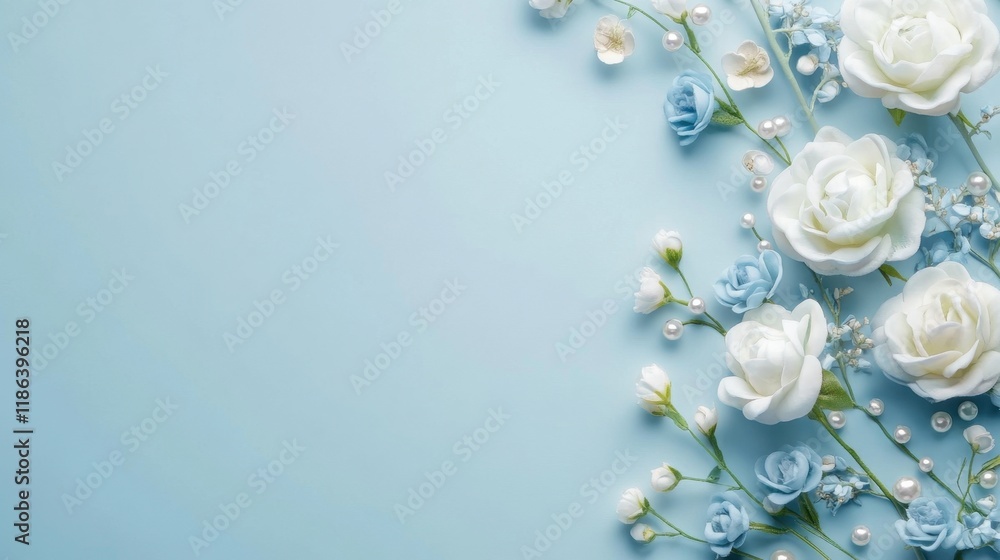 Obraz premium Elegant Floral Arrangement on Soft Blue Background for Decoration