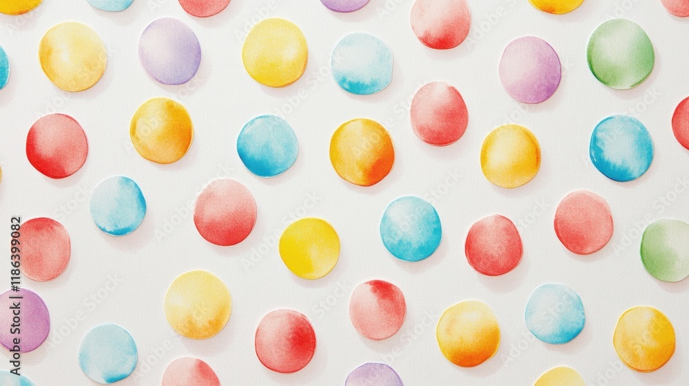 Cheerful polka dot pattern featuring pastel colors on a white background for vibrant and playful designs Cheerful polka dot pattern featuring pastel colors on a white background for vibrant and playful designs