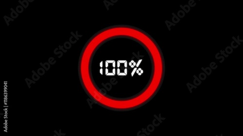 Loading bar with circle animation counting from 0 to 100% in the center of the circle on white background. 4k