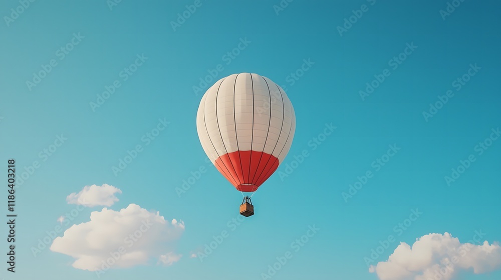 Fototapeta premium Hot air balloon adventure over clear blue skies outdoor experience scenic viewpoint travel concept for families