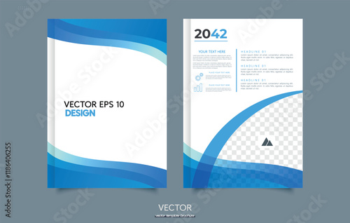 Wave. Set Abstract blue geometric modern annual report flyer Brochure leaflet, the presentation cover, magazine advertising. cover with an abstract background