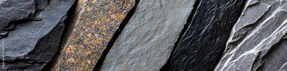 Close-up of Five Varietal Slate Stone Samples