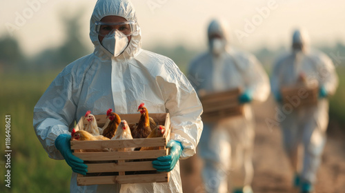 Avian flu prevention concept. Poultry Outbreak Response Team photo