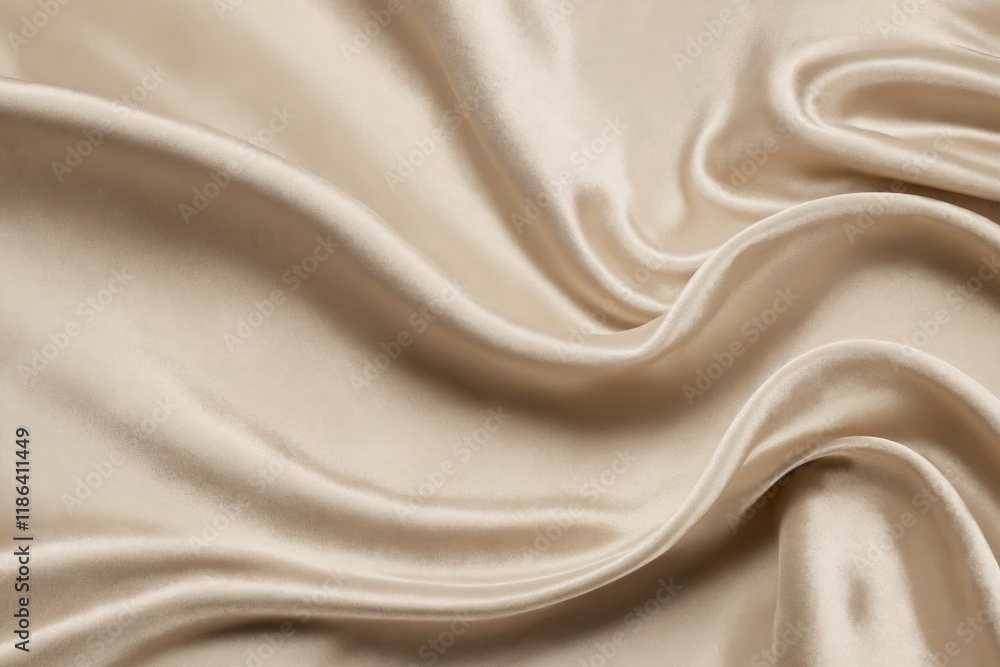 Fototapeta premium Beige silk fabric showing folds