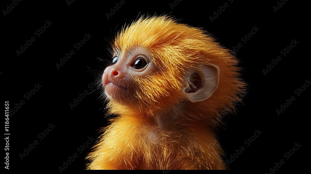 Obraz premium A cute golden lion tamarin baby (Leontopithecus rosalia)
