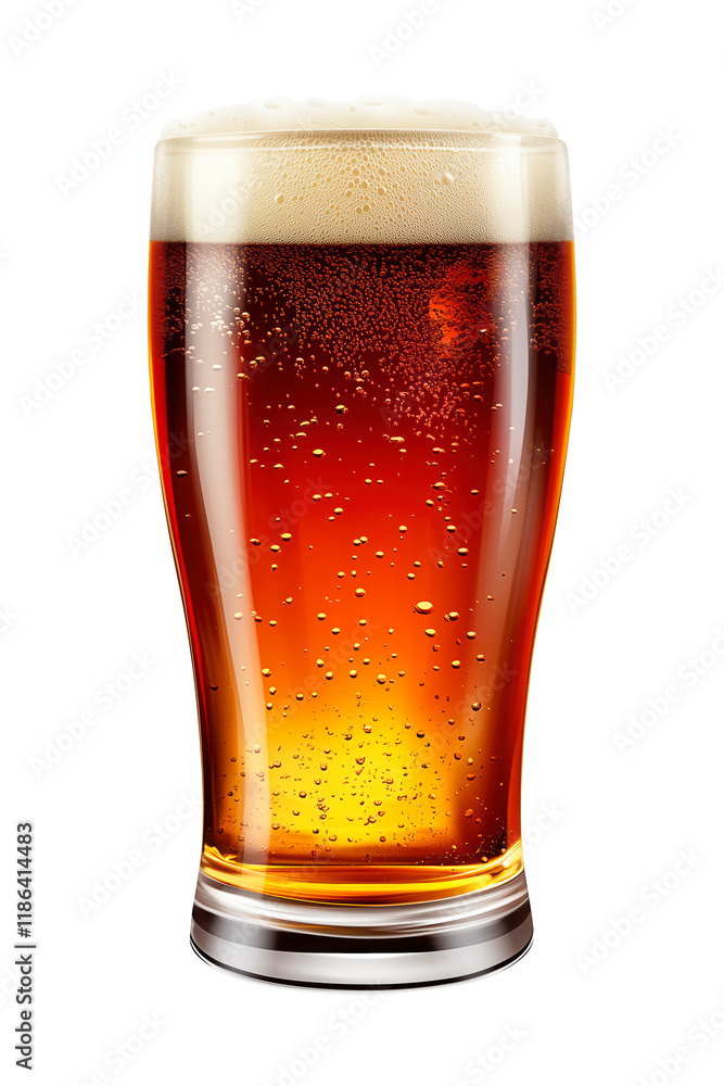 Glass of beer with bubbles and foam against a transparent or white background, glass of beer png image Glass of beer with bubbles and foam against a transparent or white background, glass of beer png image