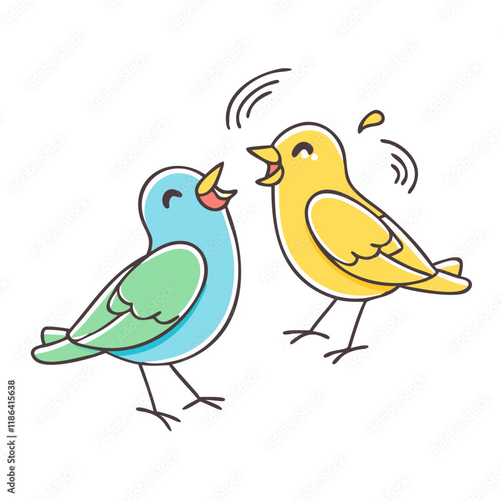 Fototapeta premium birds chirping vector icon, spring vector illustration - simple illustration of birds chirping perfect for logos, and spring -themed designs.