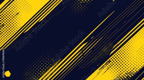 Dynamic abstract pattern in yellow and navy blue