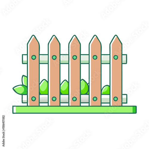 garden fence vector icon, spring vector illustration - simple illustration of garden fence perfect for logos, and spring -themed designs. photo