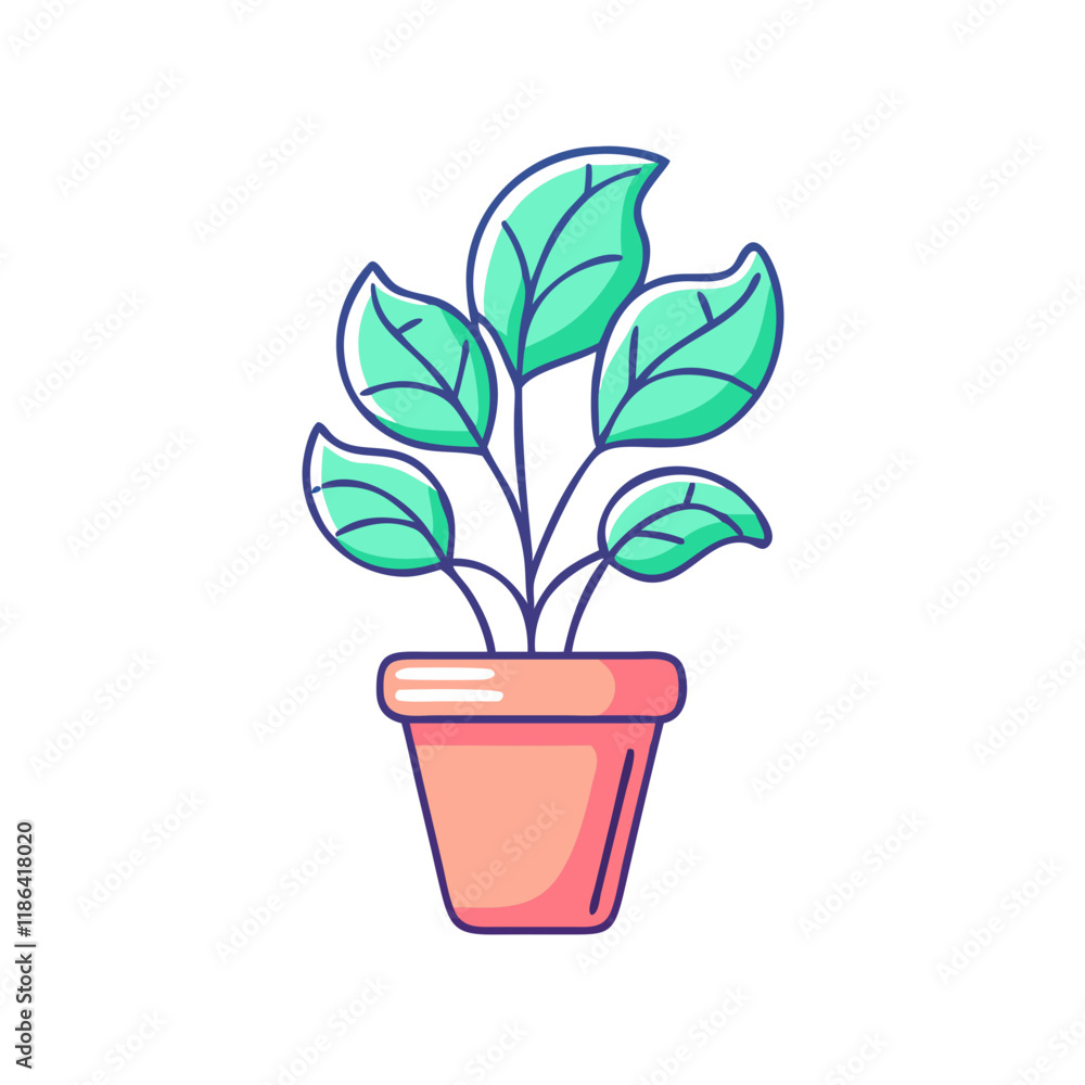 Obraz premium potted plant vector icon, spring vector illustration - simple illustration of potted plant perfect for logos, and spring -themed designs.