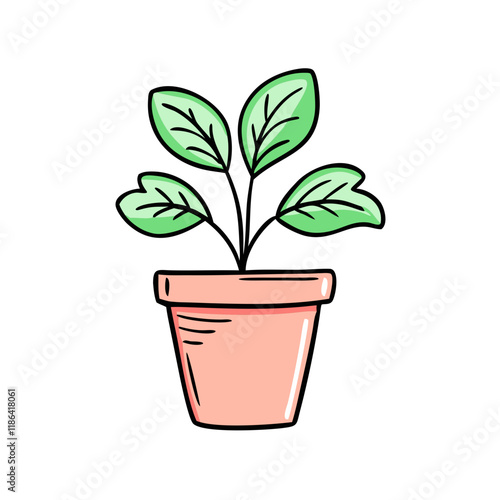 potted plant vector icon, spring vector illustration - simple illustration of potted plant perfect for logos, and spring -themed designs. photo