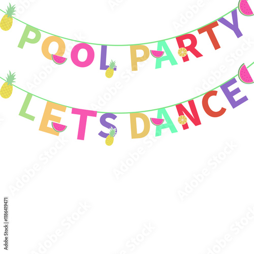 Colorful decorative pool party element vector design for carnival party, cocktail night, haldi by the pool, hanging decor for wedding haldi mehendi ceremony invitation design  photo