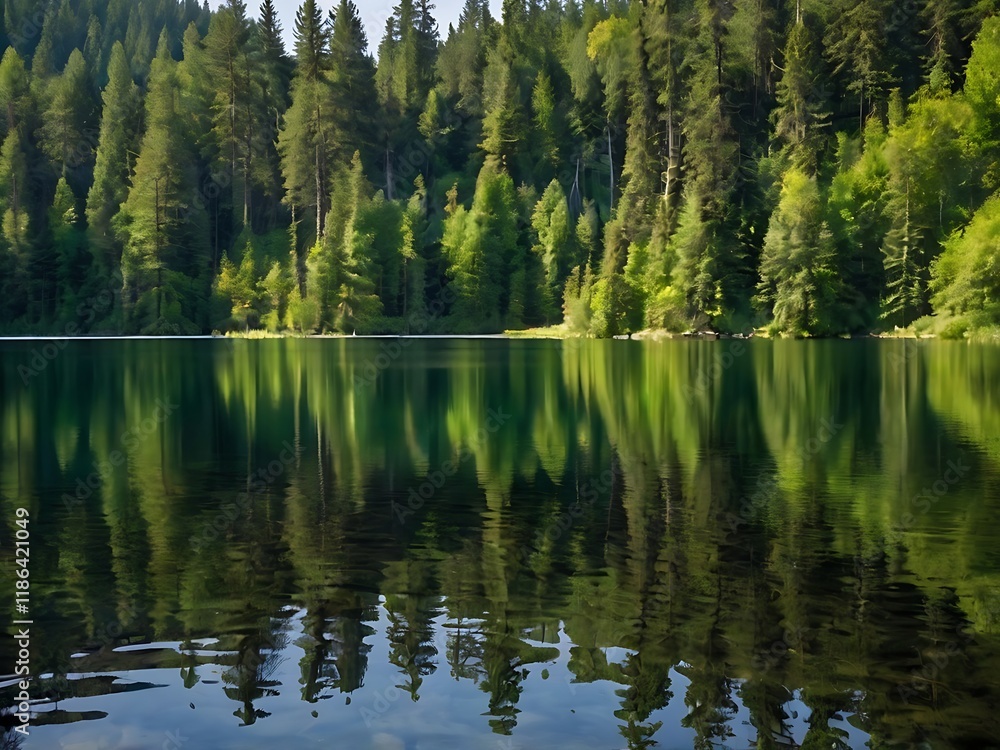A beautiful landscape view of forest lake view of reservoir A beautiful landscape view of forest lake view of reservoir