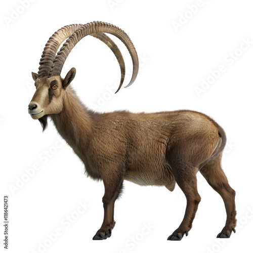 Photorealistic Ibex Isolated on Clean transparent background for Nature and Wildlife Illustrations photo