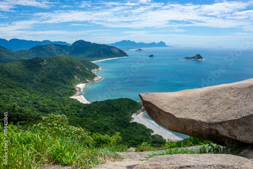 Landscape of Guaratiba neighborhood and it's beaches from the Telegraph Stone - Rio de Janeiro, Brazil