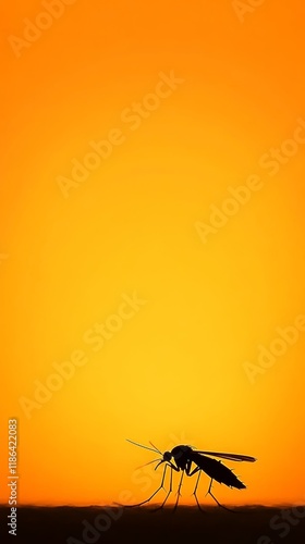 Wallpaper Mural Mosquito silhouette standing on a surface with a vibrant orange sunset in the background, representing the dangers and annoyance they bring Torontodigital.ca
