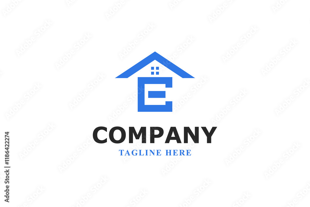 letter e and house modern logo design letter e and house modern logo design